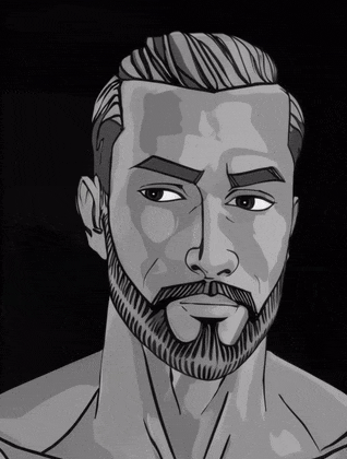 Animated grayscale bust